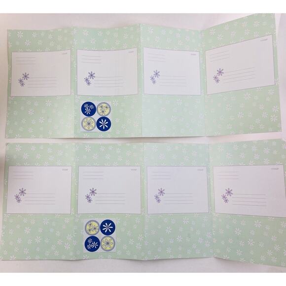 12 Vintage Fold a Note Folding Notecards Stationary Cards Green Purple Flowers - Picture 6 of 8